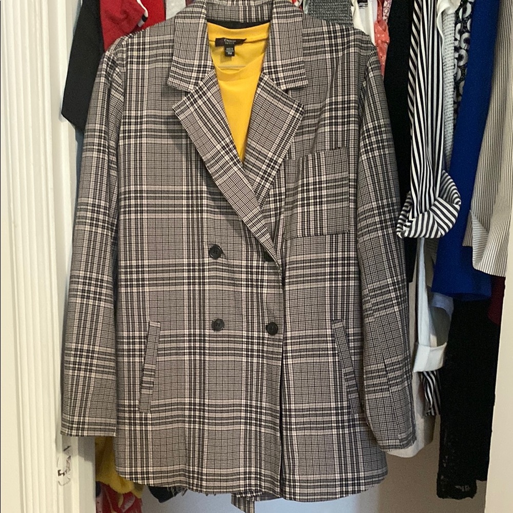 H&M Black and White Blazer Oversized Suit Jacket